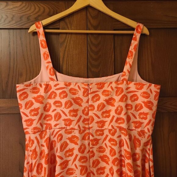 Brandon Maxwell Lip Print Silk A-line Maxi Dress - Picture 13 of 16